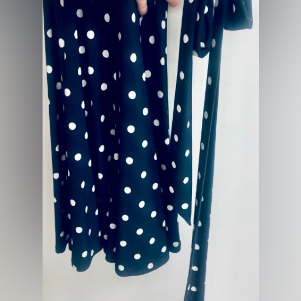 Like New Ralph Lauren Navy & White Polka Dot Sleeveless Crewneck Day Dress - Picture 8 of 11